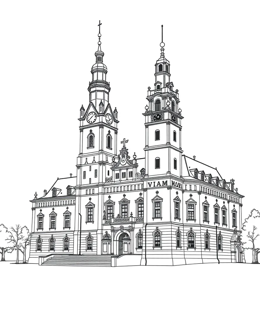 (Poland) The Royal Castle in Warsaw with its baroque architecture and clock tower