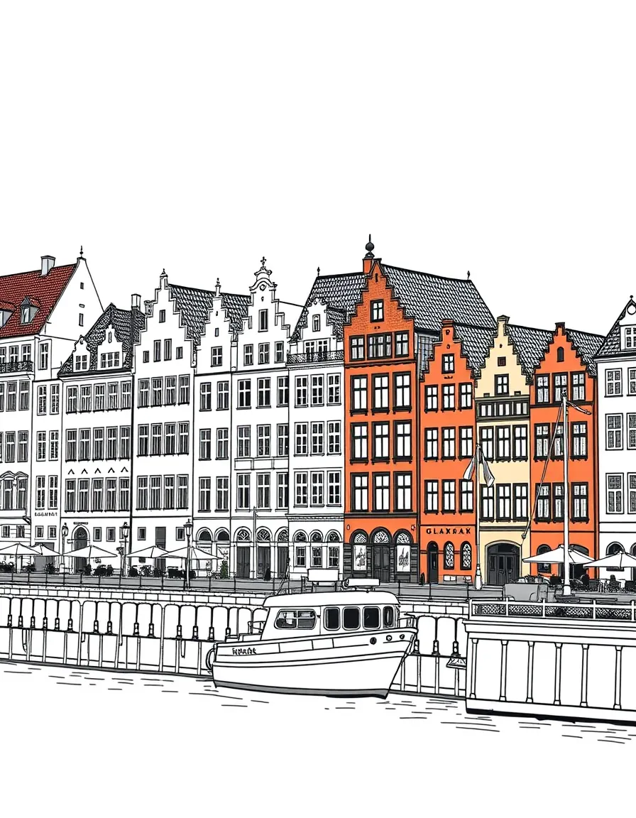 (Poland) Gdańsk's colorful historic buildings along the Motława River waterfront