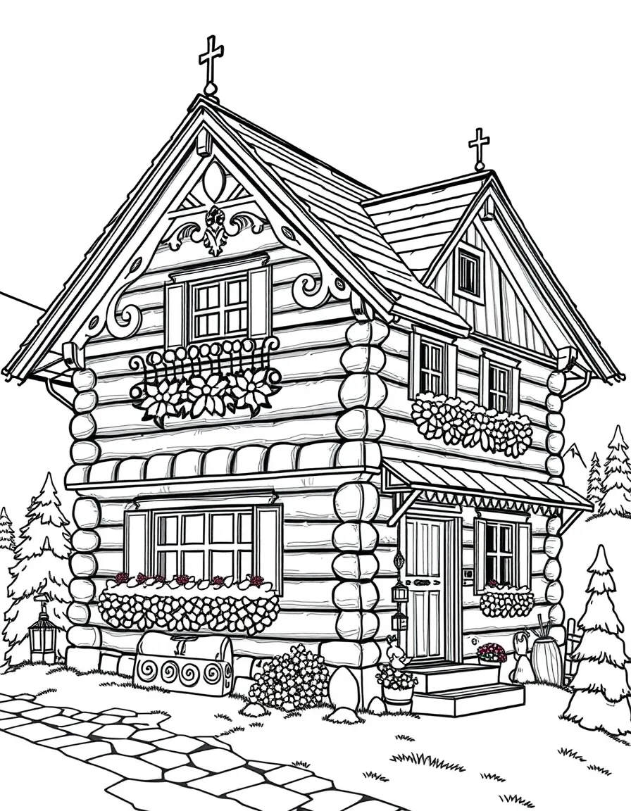 (Poland) Zakopane's traditional wooden houses with decorative Goral mountain style