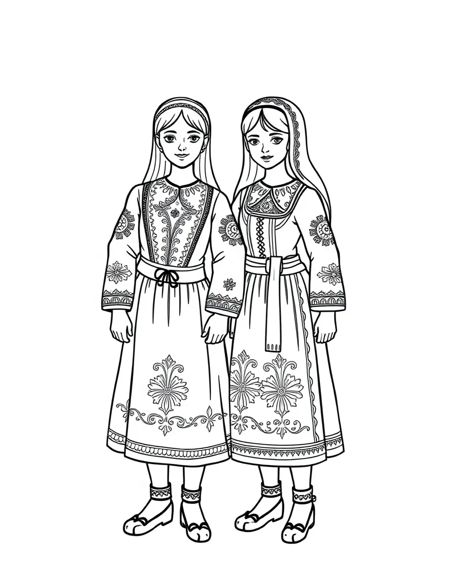 (Poland) Traditional Polish folk costumes with embroidered patterns