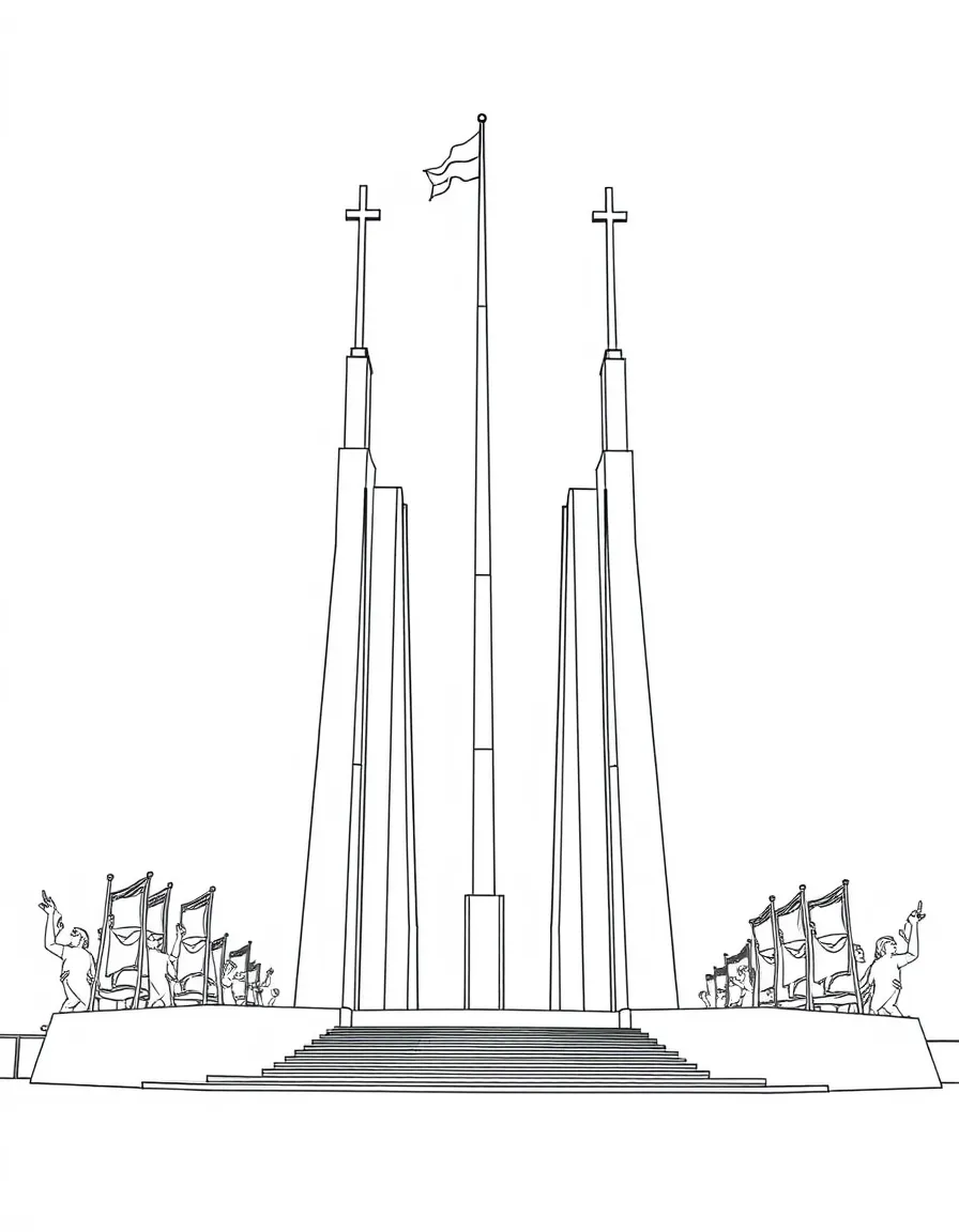 (Poland) The Solidarity Monument in Gdańsk with its towering crosses