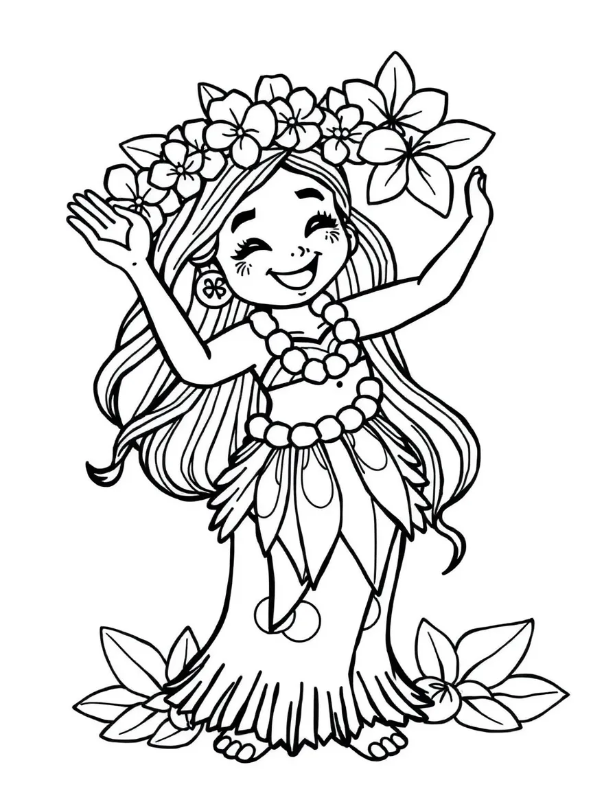 (Hawaii) A happy hula dancer.
