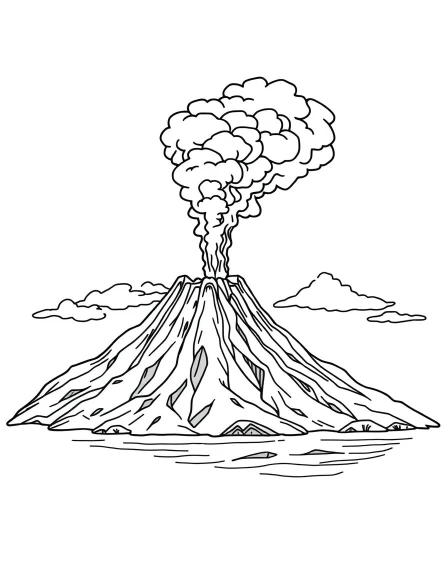 (Hawaii) A volcano with smoke.