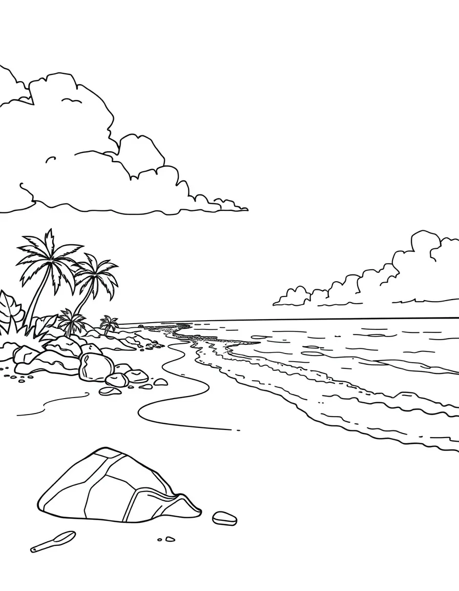 (Hawaii) A beach with sand and waves.