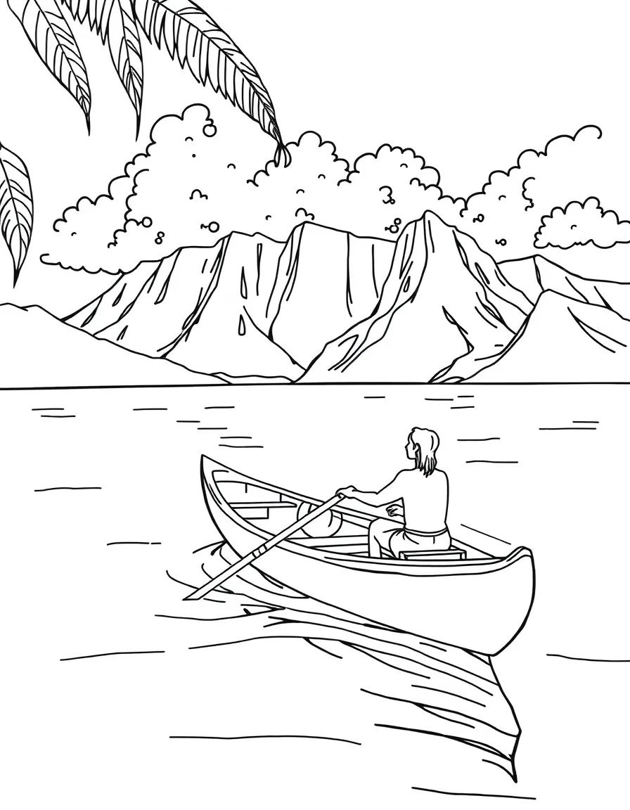 (Hawaii) A canoe on the water.