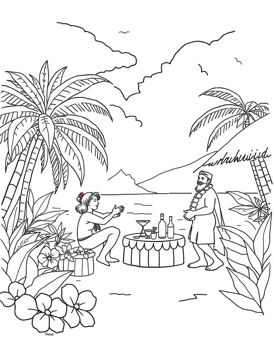 (Hawaii) A Hawaiian luau scene.