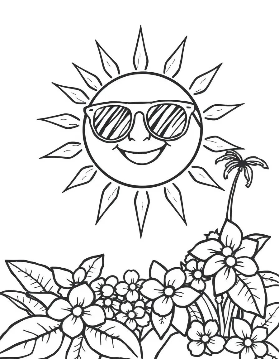 (Hawaii) A happy sun wearing sunglasses.