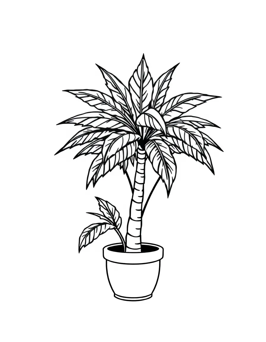 (Hawaii) A small palm tree in a pot.
