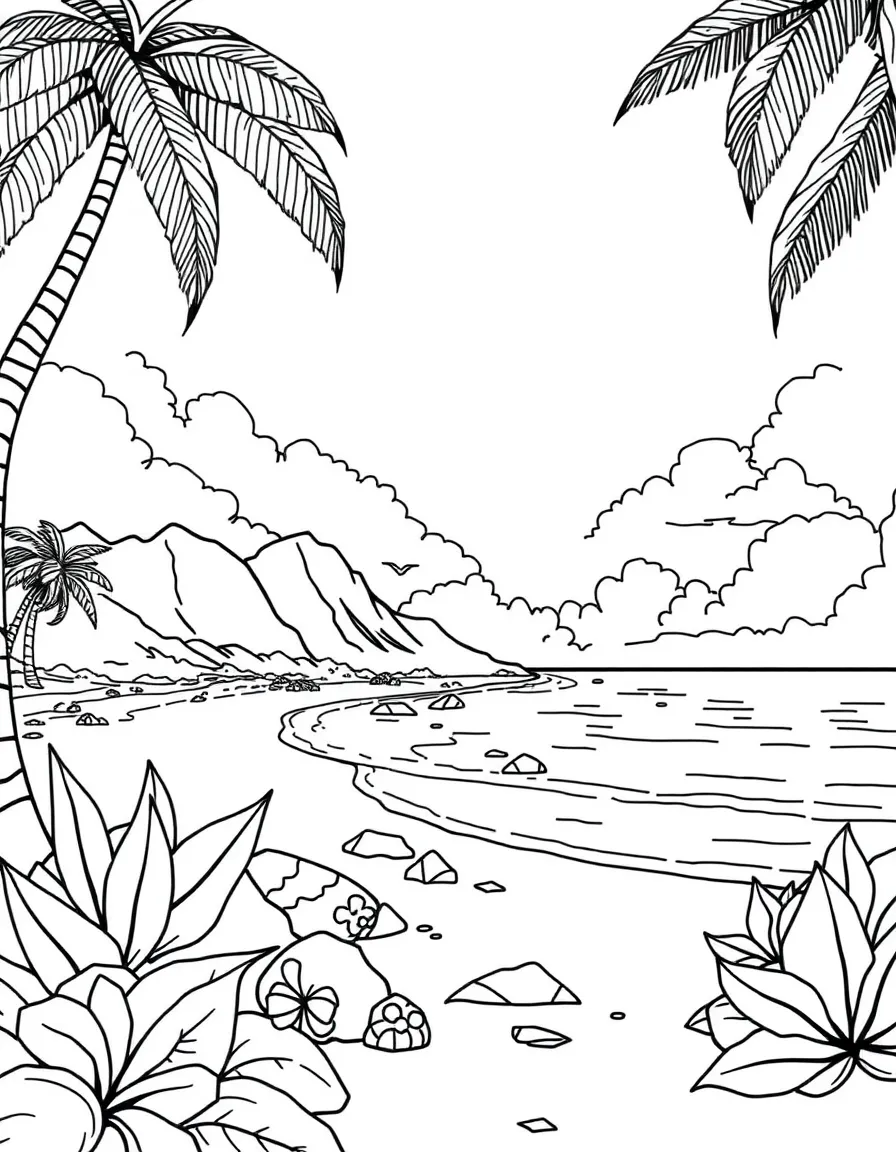 (Hawaii) A peaceful beach scene.