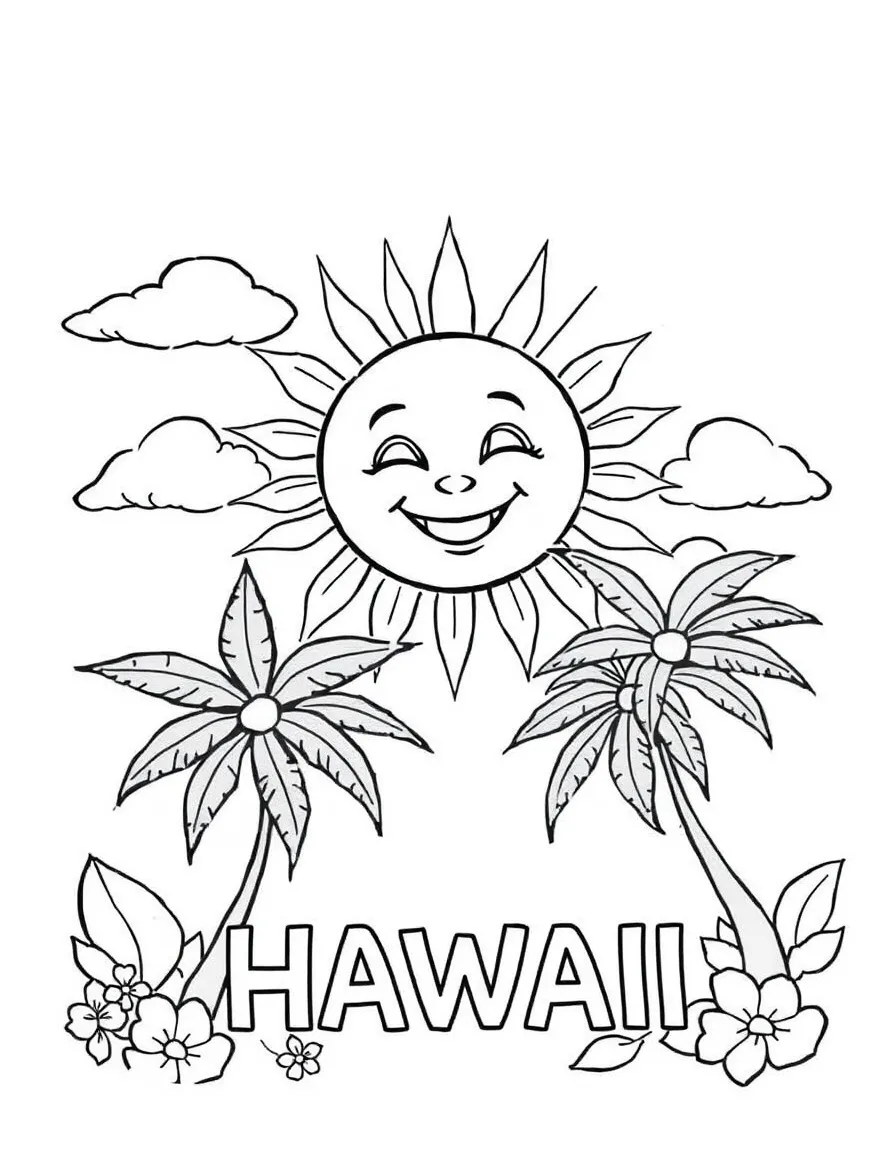 (Hawaii) A smiling sun in the sky.