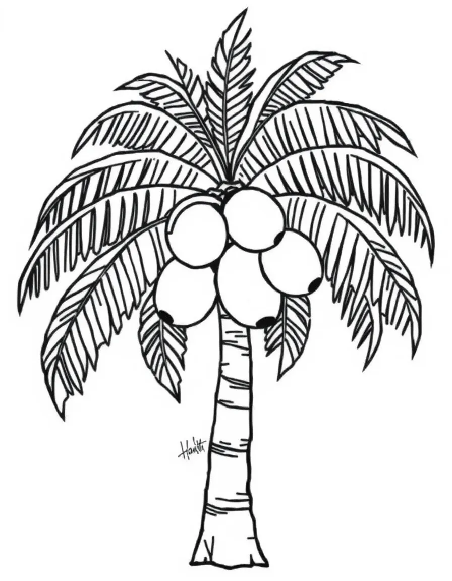(Hawaii) A happy palm tree with coconuts.