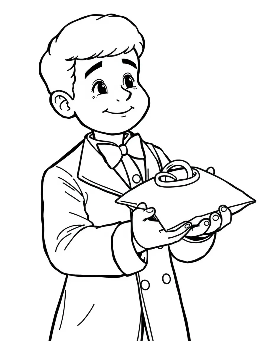 A ring bearer holding a small pillow with rings