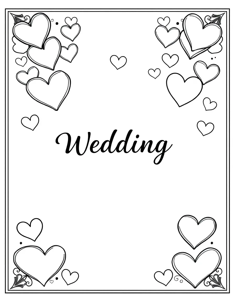 A wedding invitation card with hearts