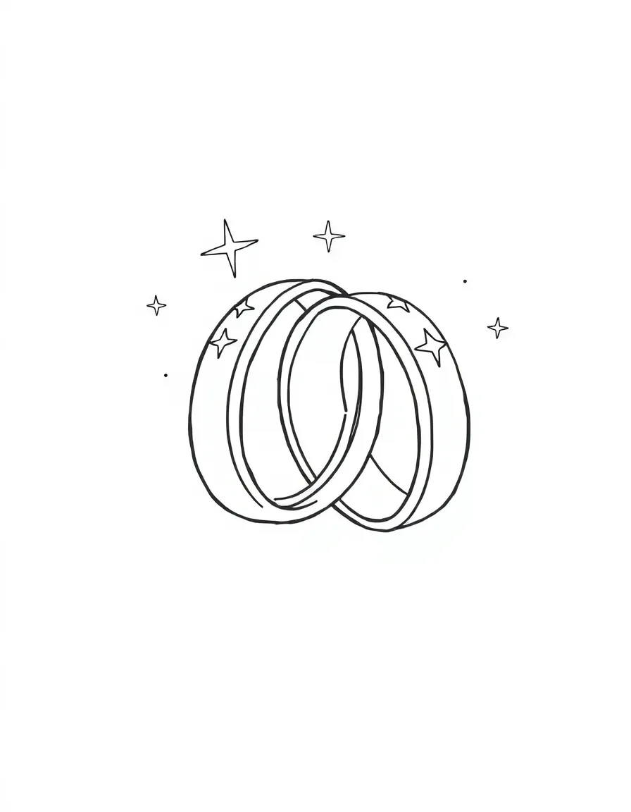 A pair of wedding rings with sparkles