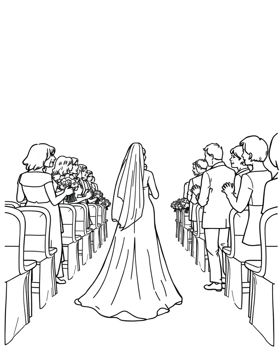 A bride walking down the aisle