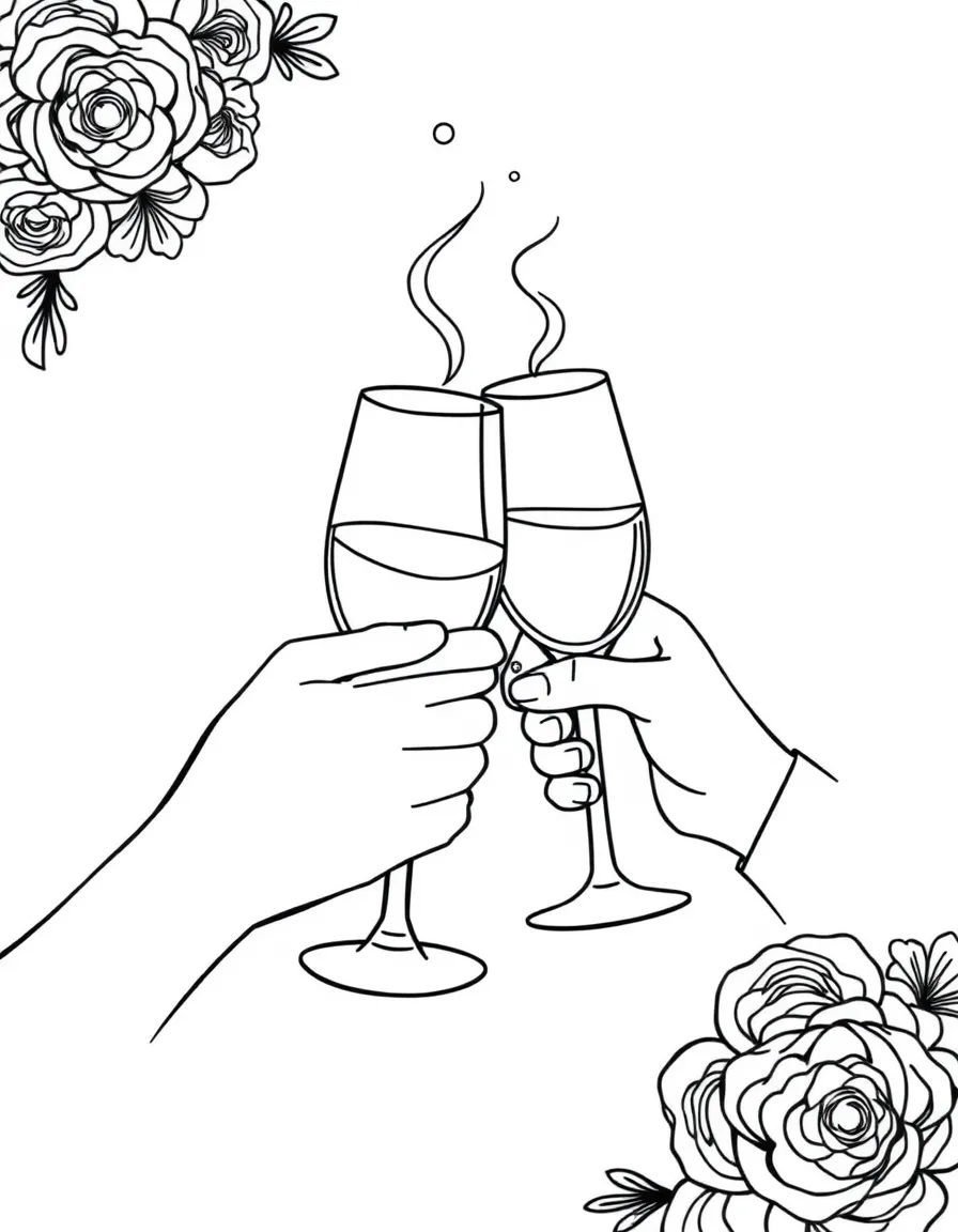 A wedding toast with glasses clinking