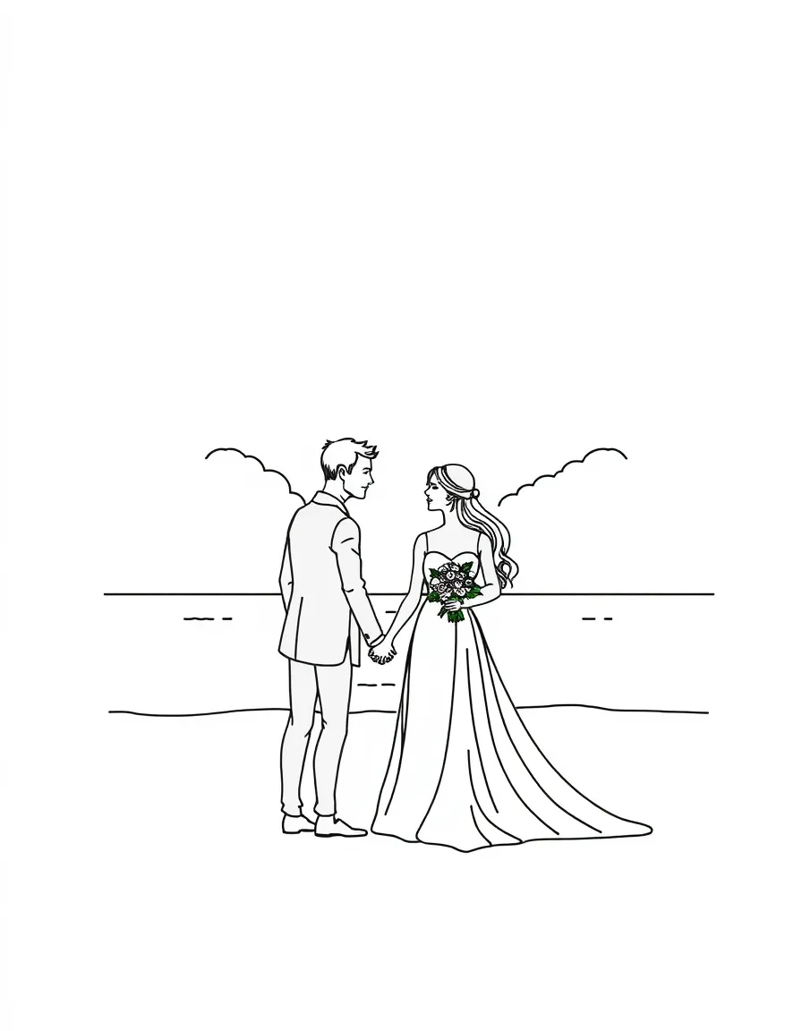 A couple on a beach wedding