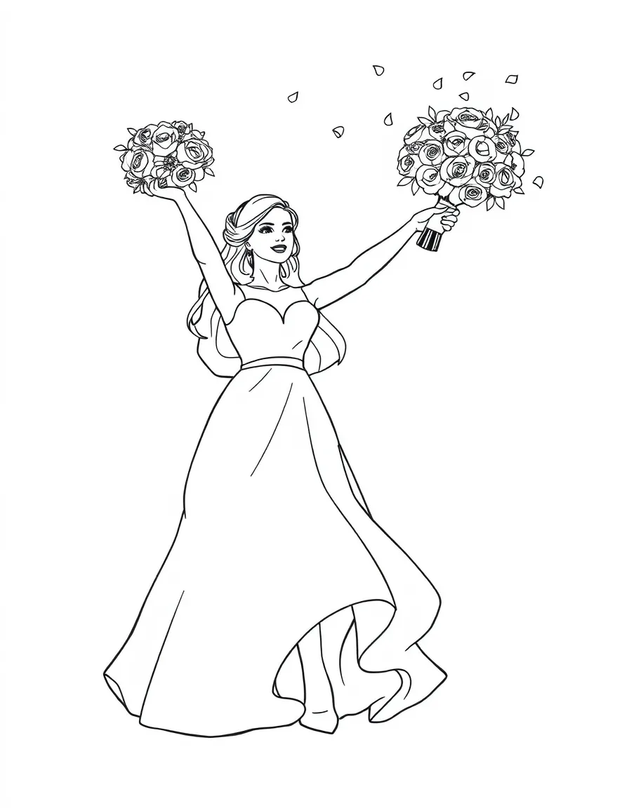 A bride tossing her bouquet