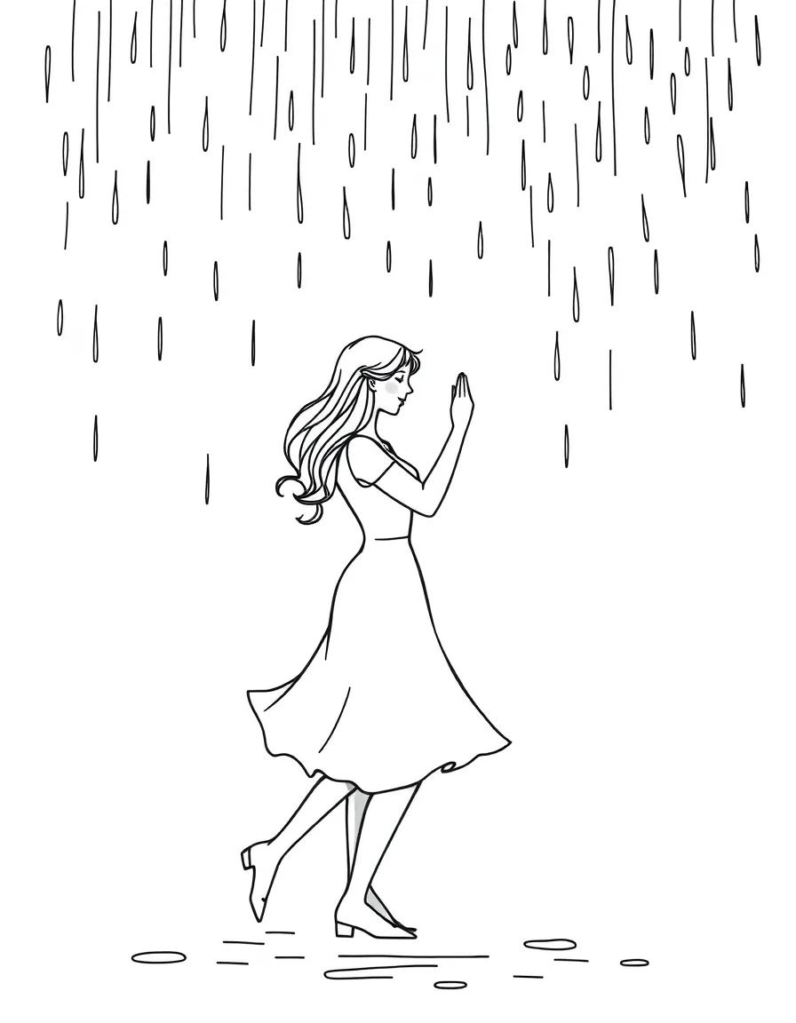 A couple dancing in the rain