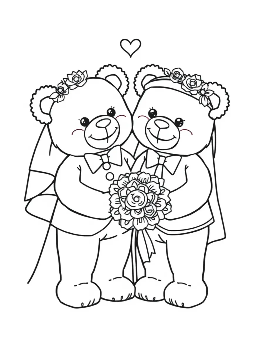 A cute wedding couple as teddy bears