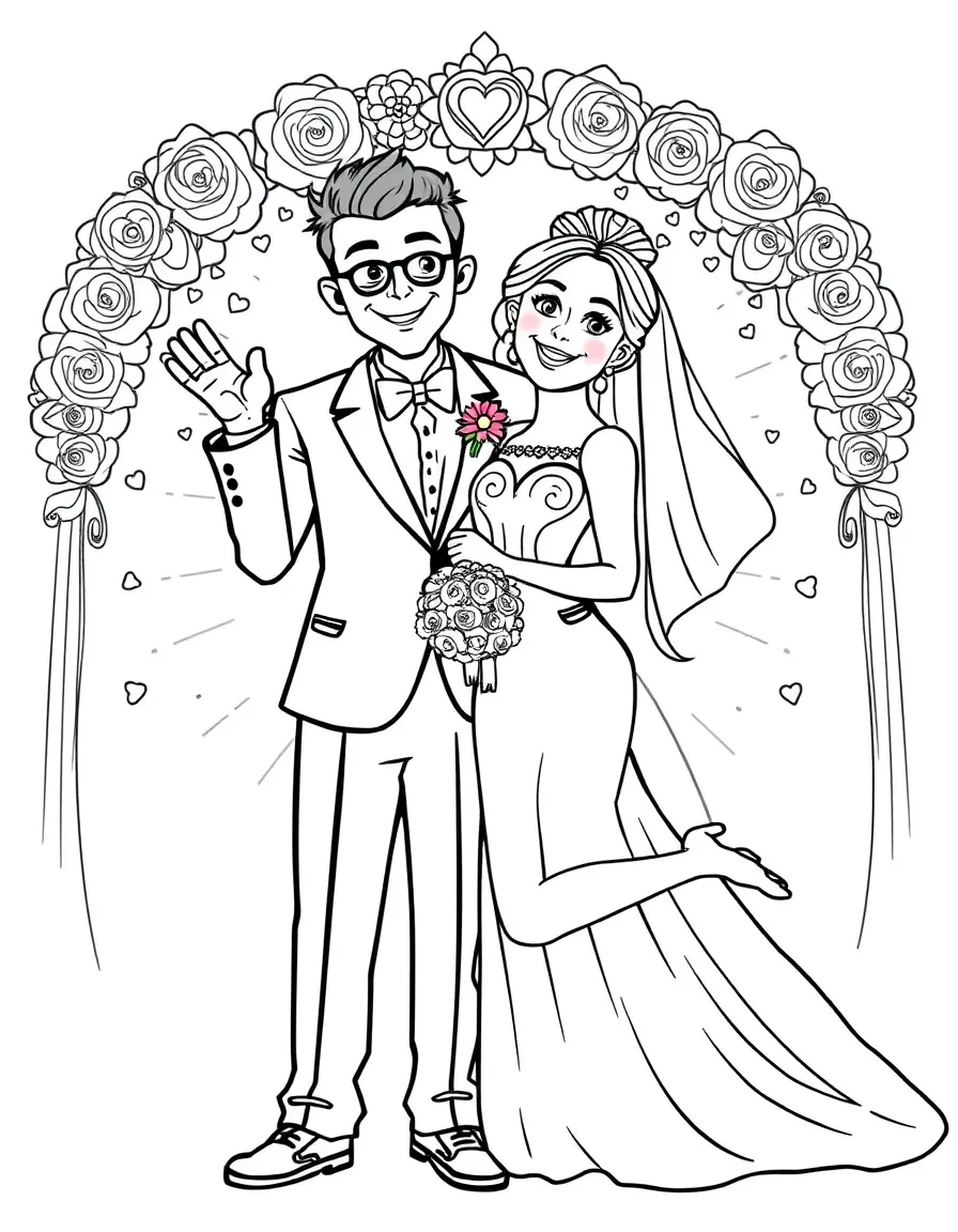 A bride and groom doing a fun pose