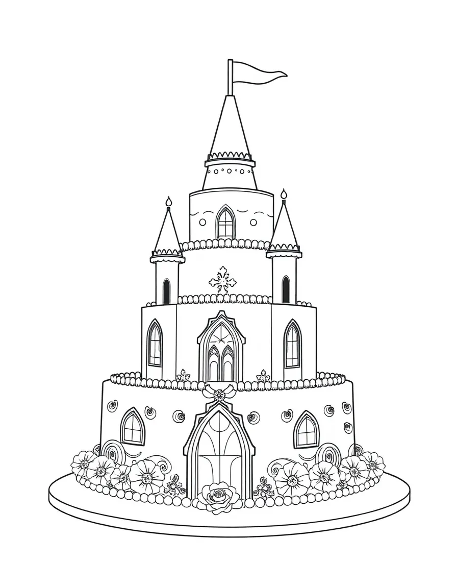 A wedding cake shaped like a castle