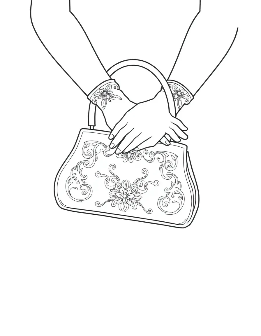 A bride’s purse and gloves