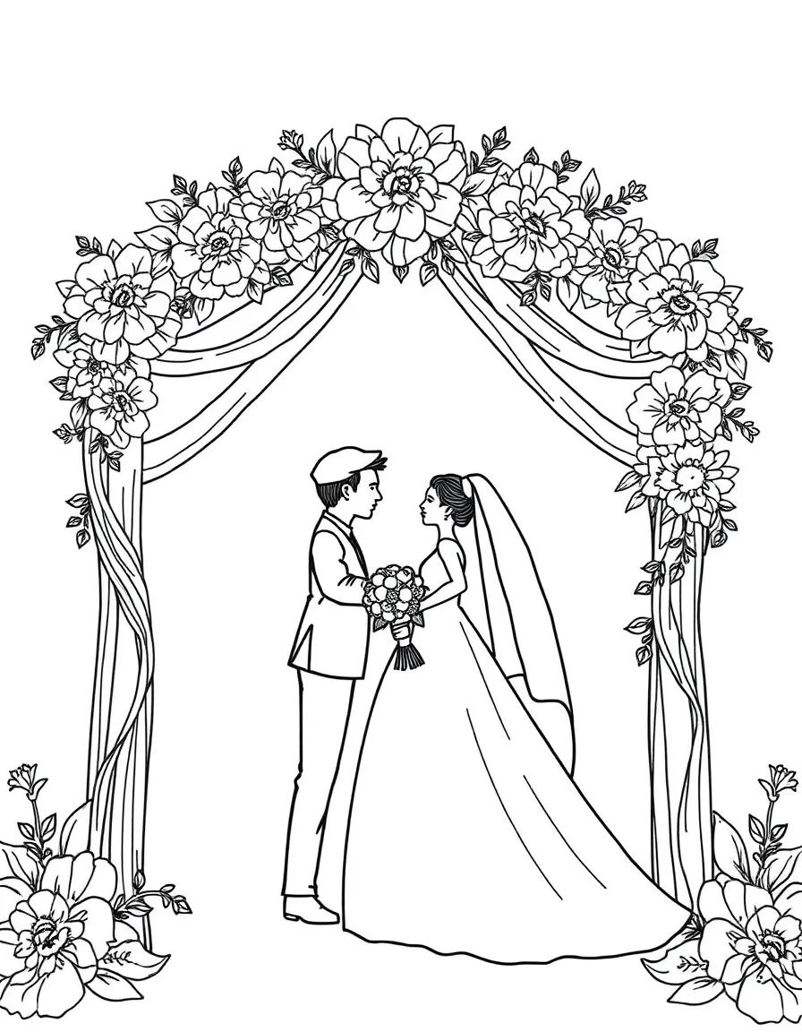 A wedding-themed coloring banner