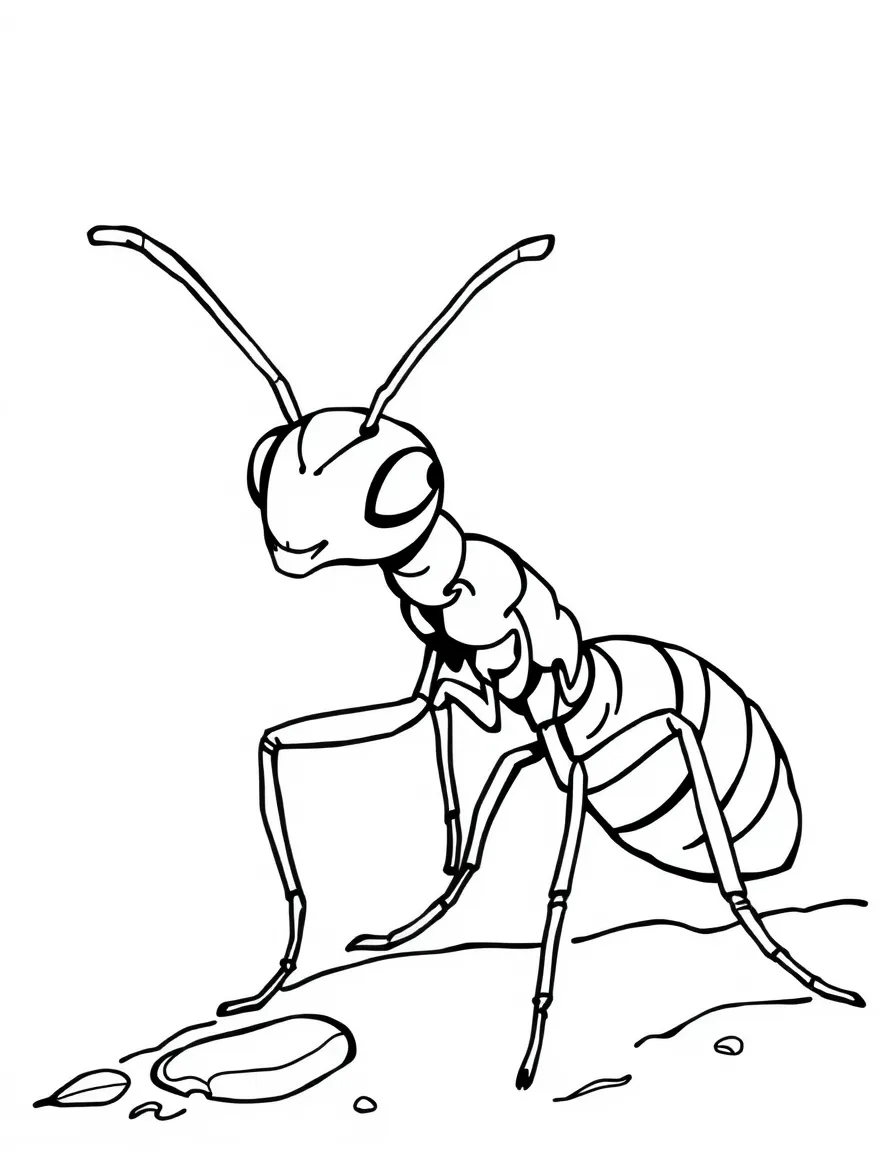 An ant carrying a crumb twice its size