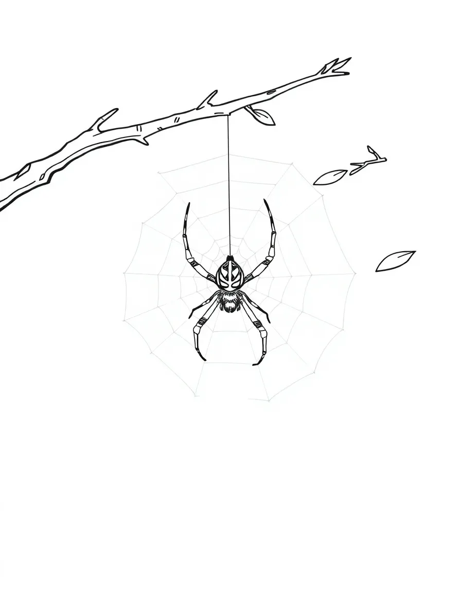 A spider spinning a web between two branches