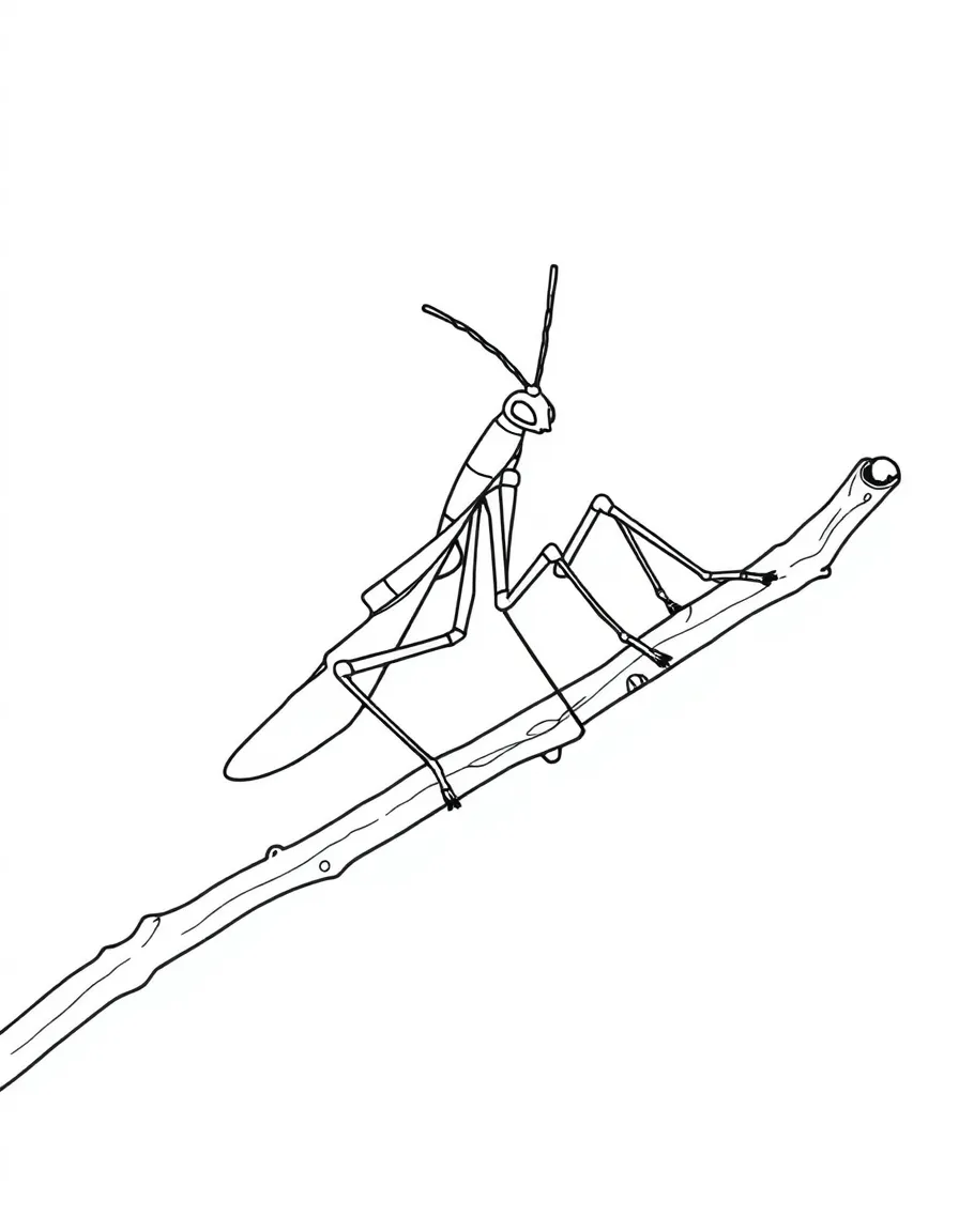 A walking stick insect camouflaged on a twig