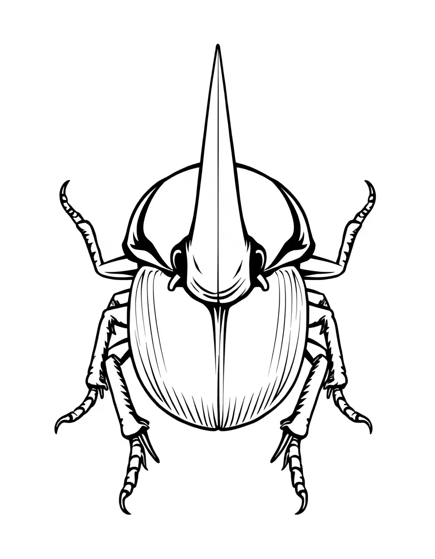 A rhinoceros beetle with a prominent horn
