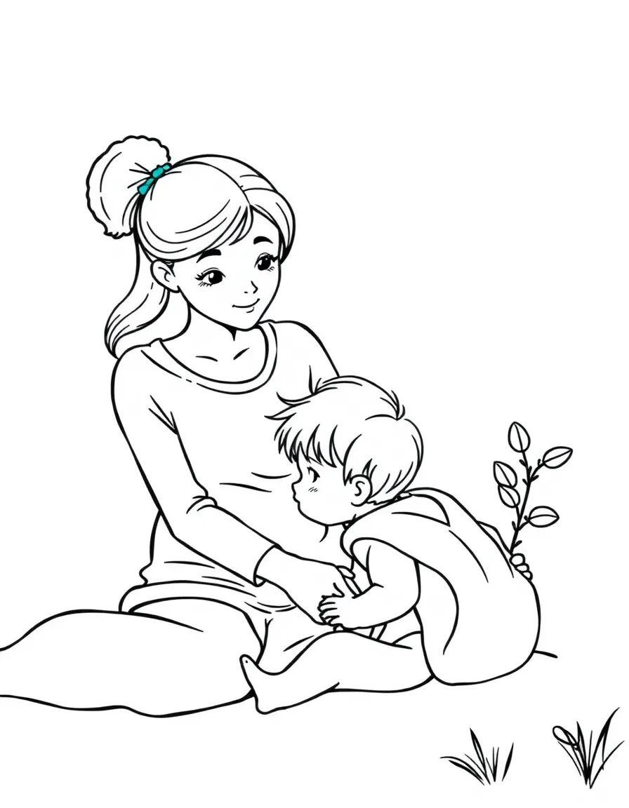 A nanny is looking after a toddler.
