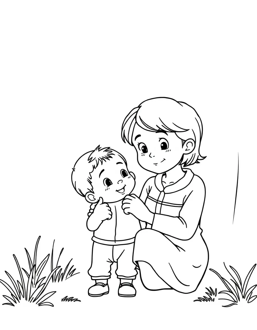 A nanny is looking after a toddler.
