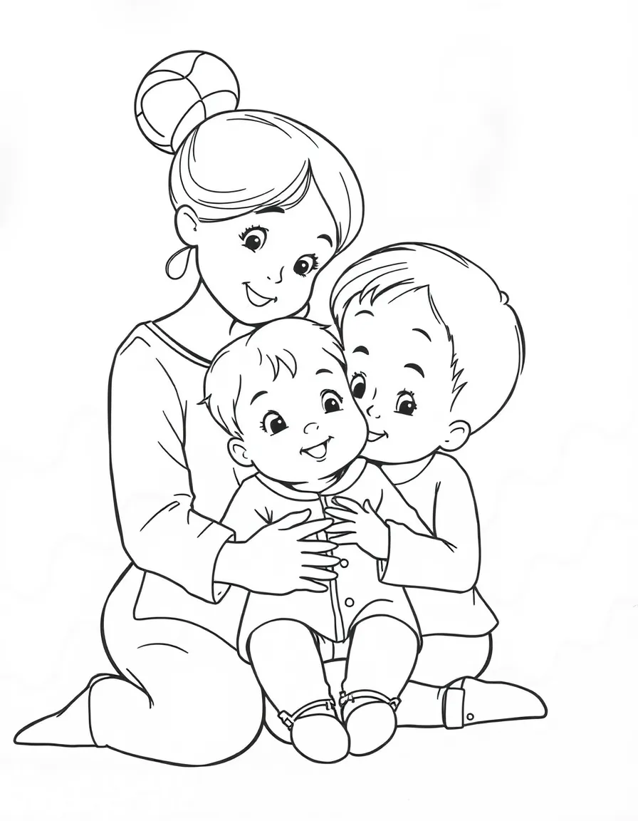 A baby sitter is looking after a toddler.