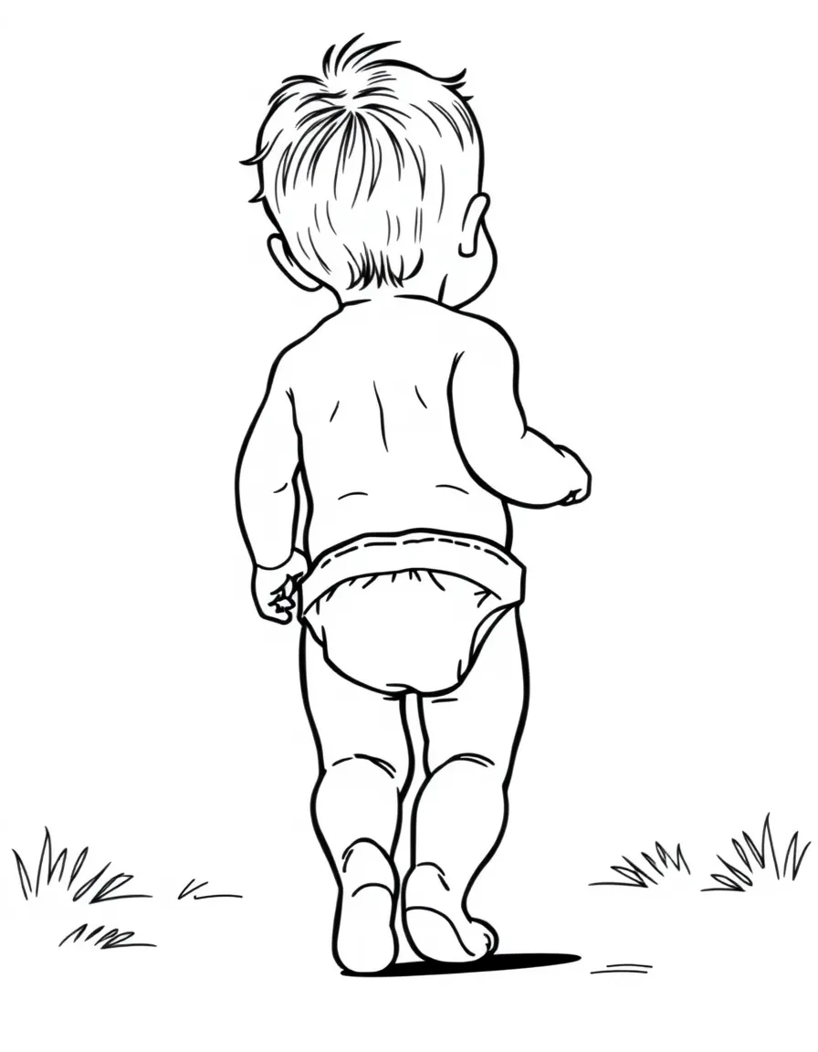 A baby is walking towards her mom, wearing a diaper.