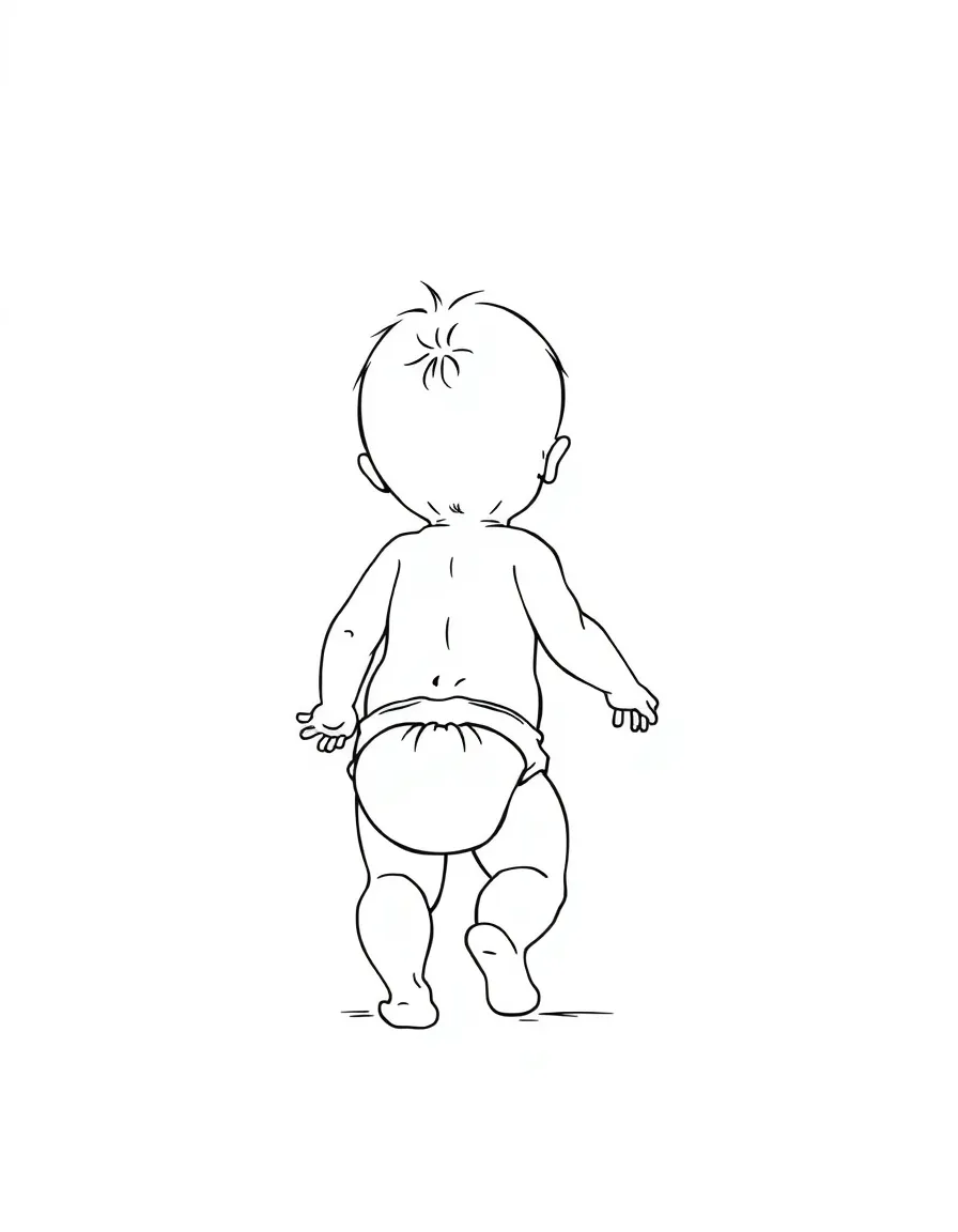 A baby is walking towards her mom, wearing a diaper.
