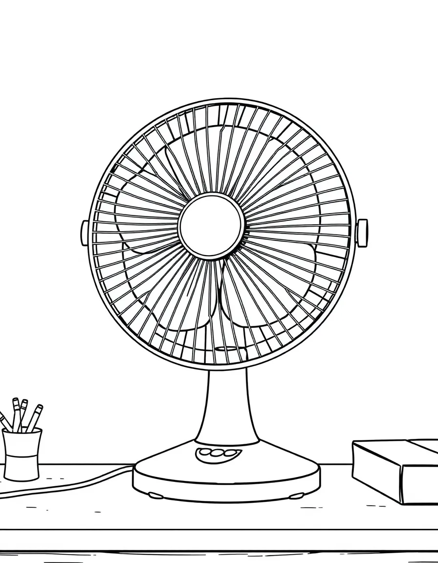 An electric fan on the desk