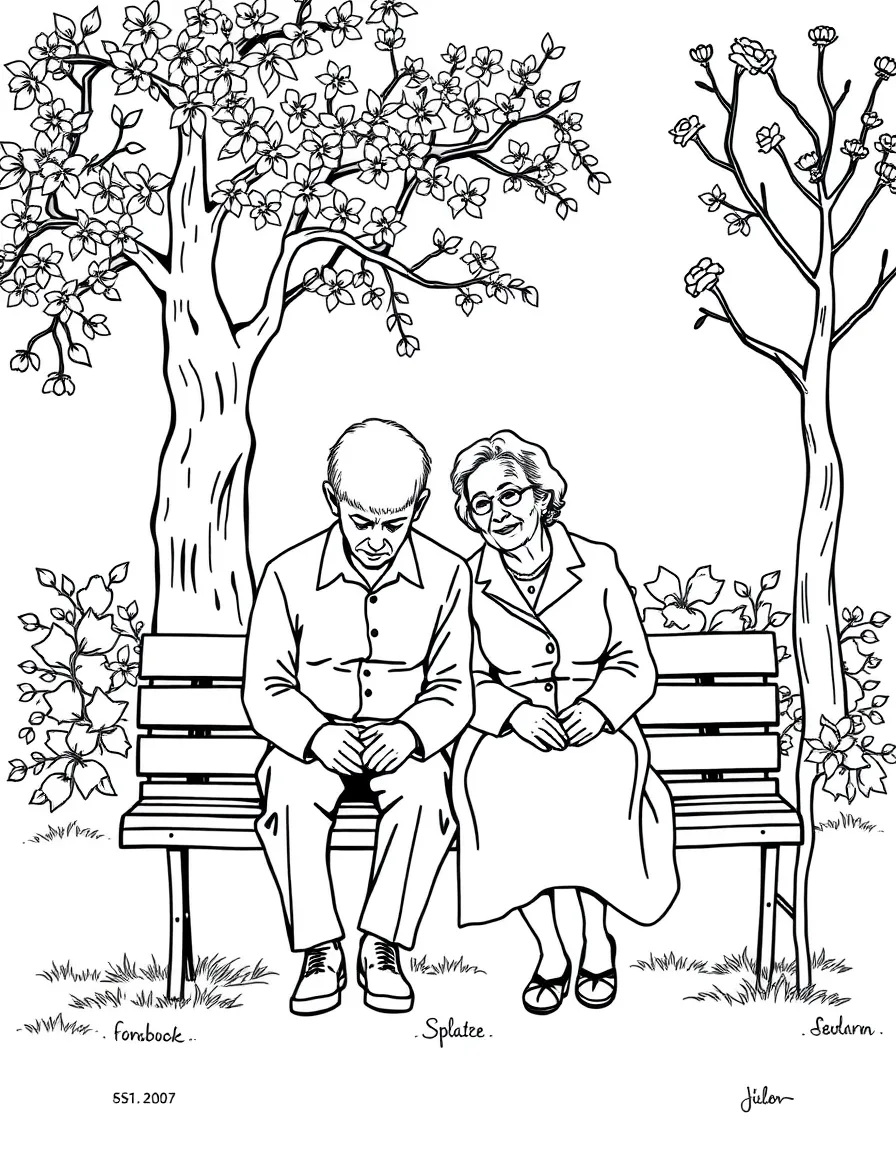 an old couple sitting on a bench