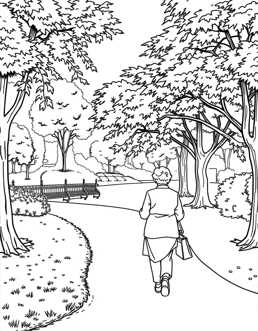 an old couple walking together in a park