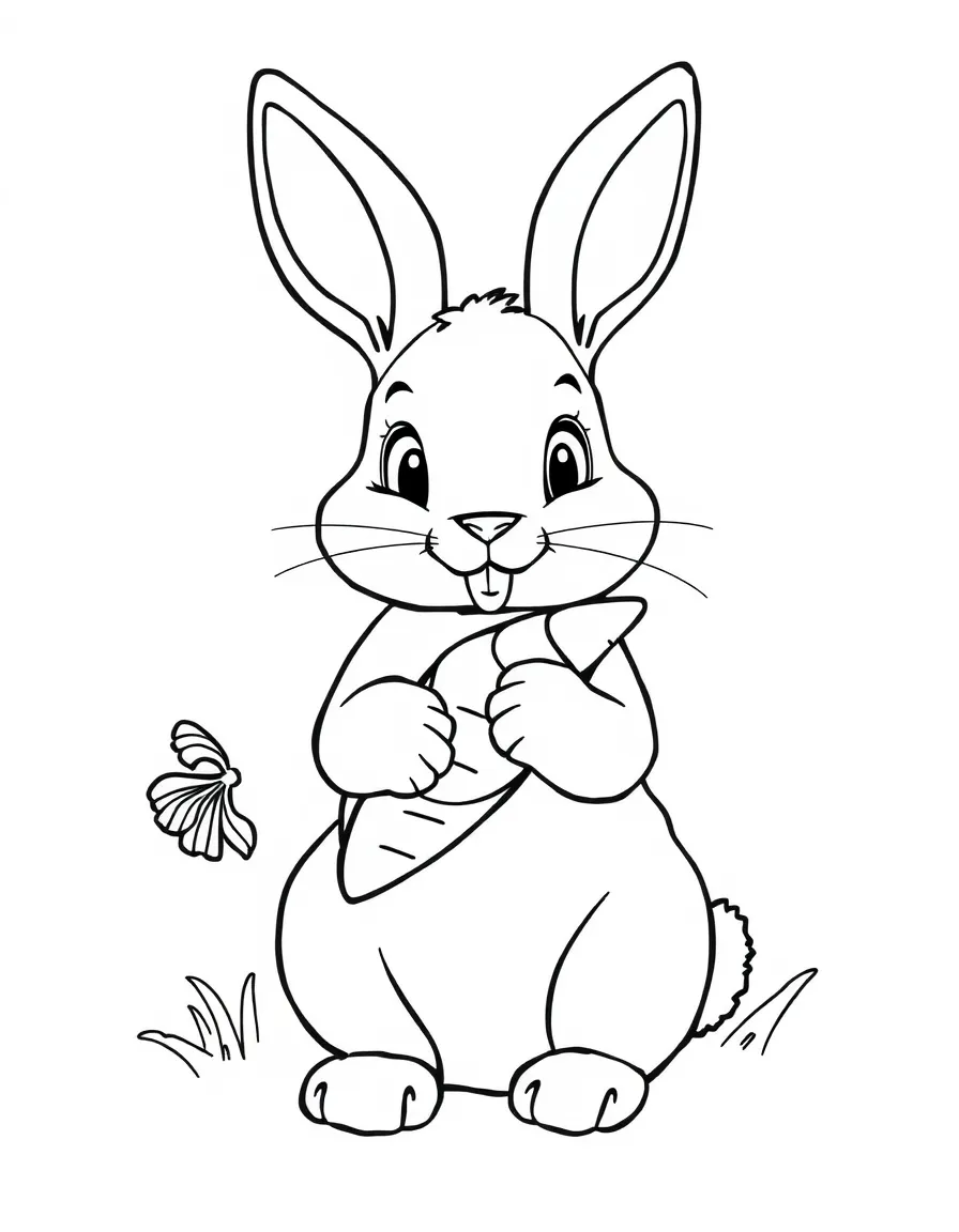 A rabbit is holding a carrot