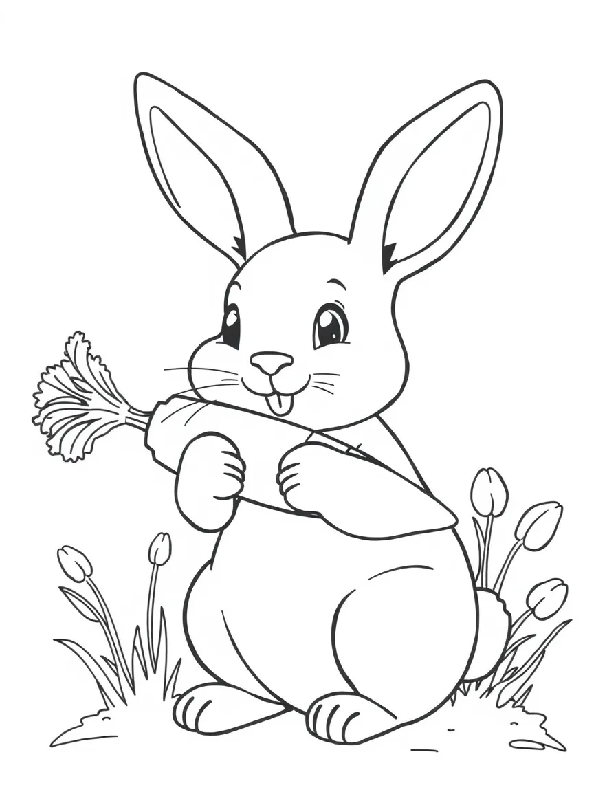 A rabbit is holding a carrot