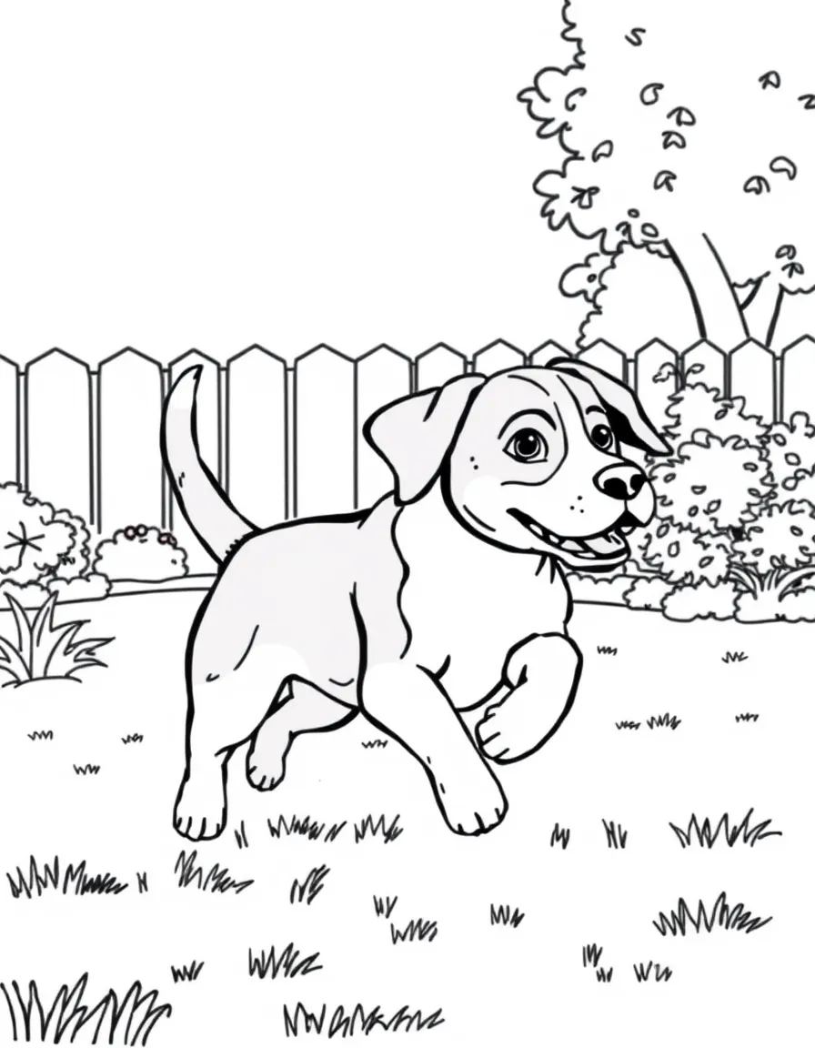 A beagle running in backyard