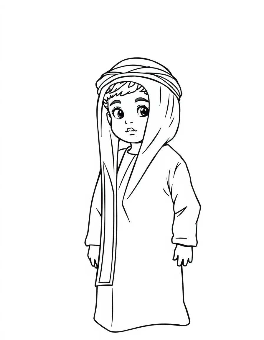 (Arab) A child wearing traditional Arabic thobe