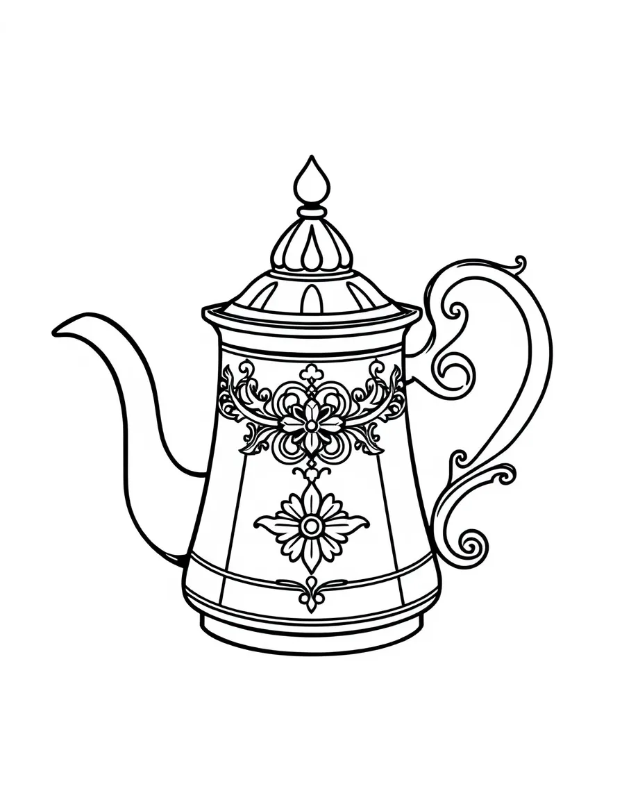 (Arab) Arabic coffee pot (dallah) with ornate decorations