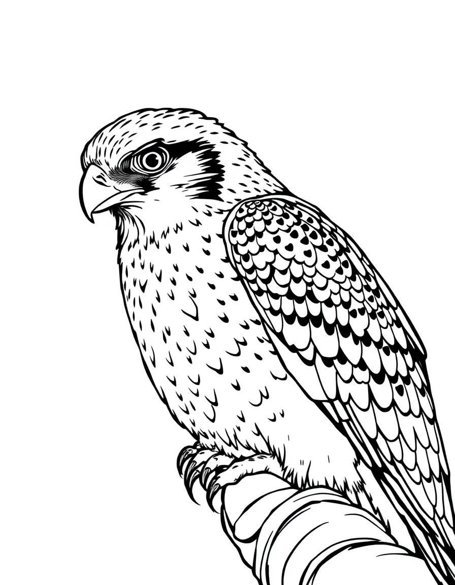 (Arab) A falcon perched on a handler's glove
