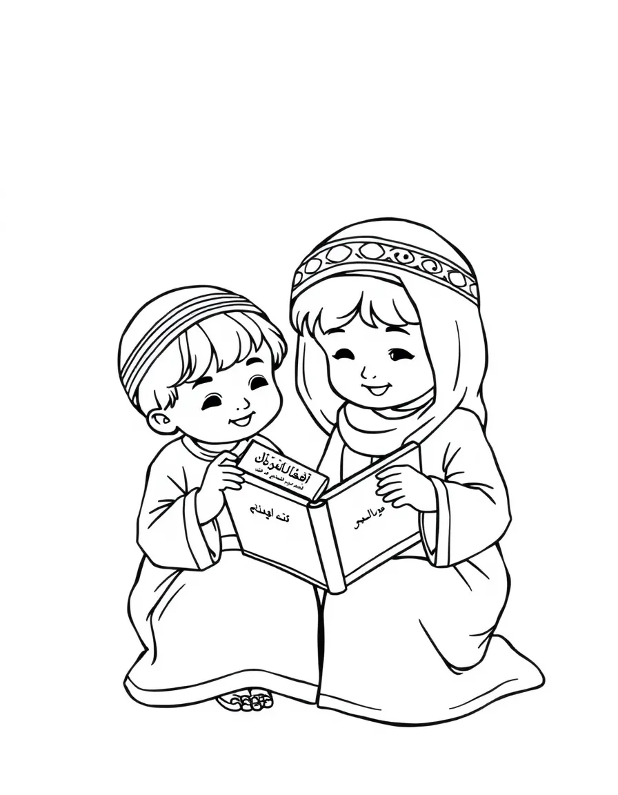 (Arab) Arabic children reading the Quran
