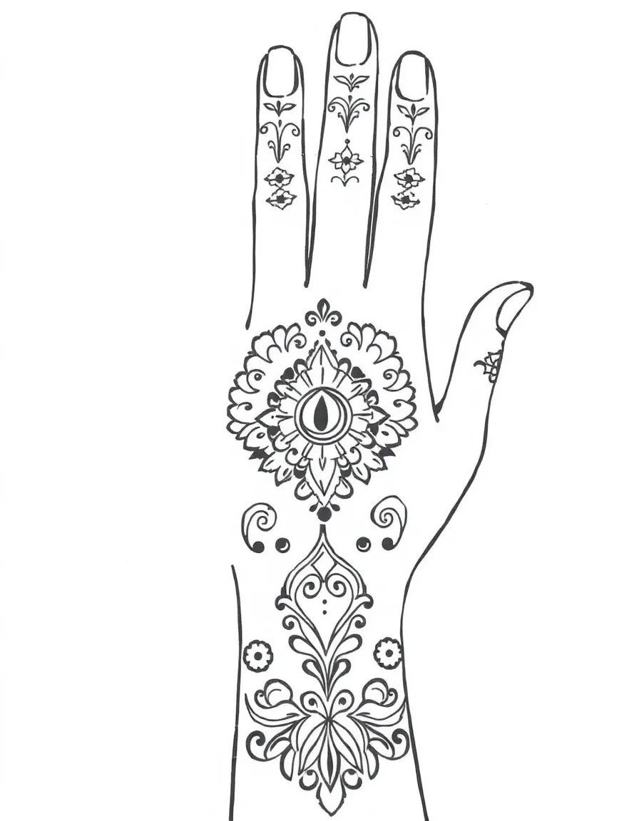 (Arab) Traditional henna hand designs