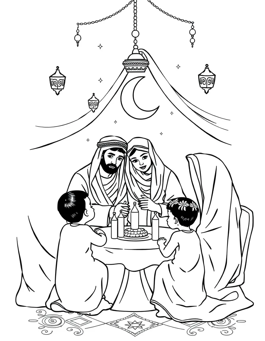 (Arab) Arabic family gathering for Iftar