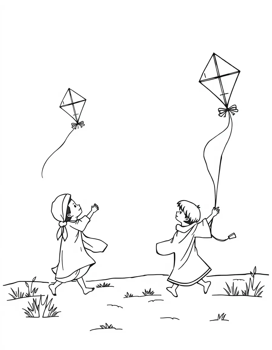 (Arab) Arabic children flying kites